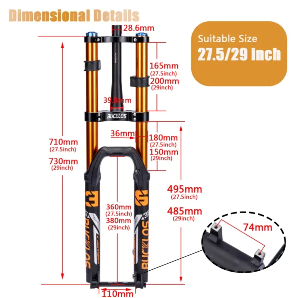 bucklos fox mtb מזלג קדמיבולם קדמי לאופני הרים מתלי אווירשמן 15 110 ממ 8