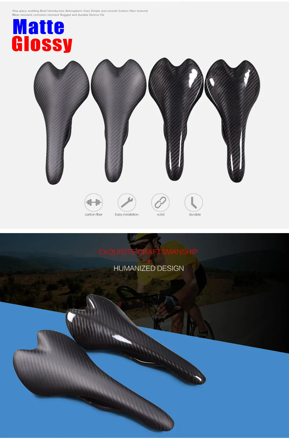 T800 Full Carbon Bicycle Accessories Carbon Saddle for MTB Road Bike Use Carbon Bicycle Saddle Seat Rail dimensions 7x9mm