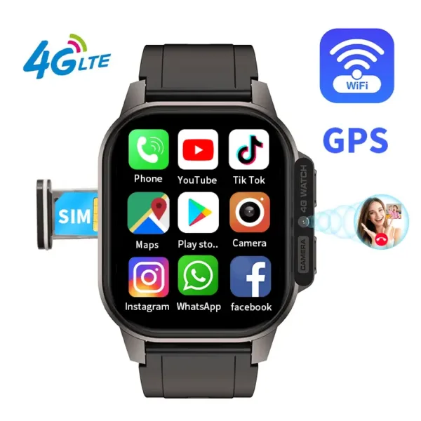 Tifonder שעון חכם DM62 עם Wifi וכרטיס Sim רשת 4G AMOLED מסך 2.13 אינץ 1000mAh סוללה גדולה HD מצלמת וידאו שיחת וידאו 2GB16GB 1
