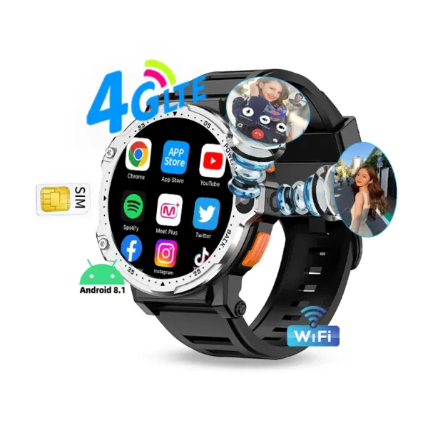 Tifonder שעון חכם PG999 4G Wifi חכם 1.54 אינץ 800mAh אנדרואיד 8.1 Sim טלפון נייד שעון חכם עם כרטיס Sim HD שיחת וידאו עם מצלמה כפולה 5