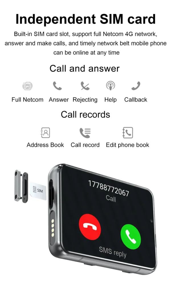 Tifonder שעון חכם S999 אנדרואיד 9.0 עם מסך 2.88 אינץ 4G כרטיס SIM 4GB RAM 64GB ROM WiFi ושיחות וידאו 4
