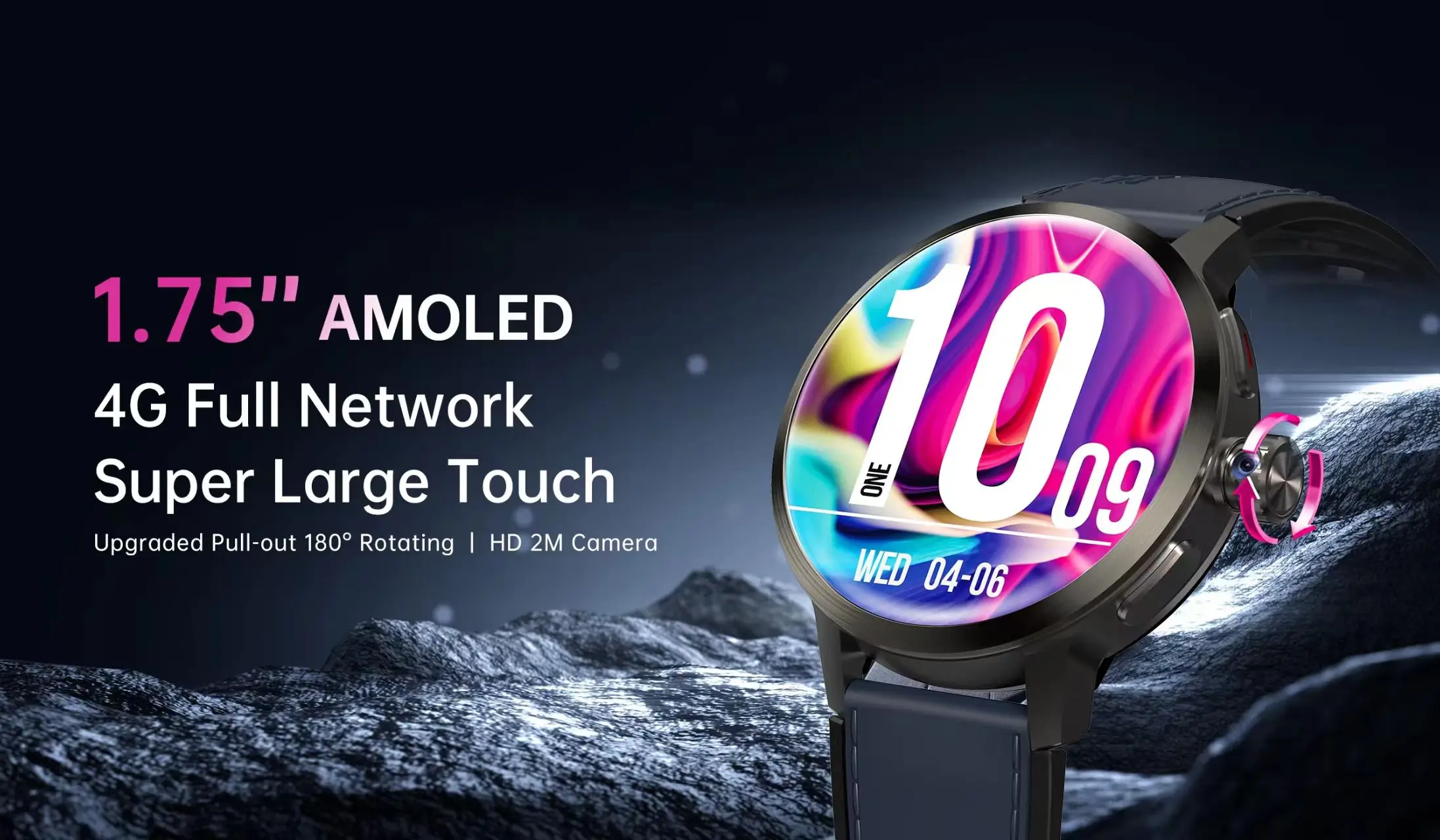 שעון חכם 4G 1.75 אינץ AMOLED HD מצלמה מסתובבת שיחת וידאו בגרסה גלובלית 2GB16GB מערכת אנדרואיד 5g Smartwatch