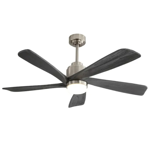 Tifonder מאוורר תקרה 52 אינץ עם שלט רחוק מנוע DC הפיך 5 להבי עץ ותאורת LED 18W 3
