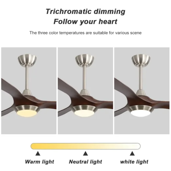 Tifonder מאוורר תקרה חכם KBS עם נורות LED וגוף תאורה מנוע BLDC להבי עץ 52 אינץ 5