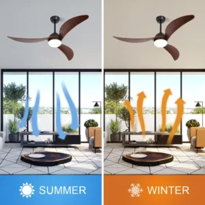Tifonder מאוורר תקרה מודרני 52 אינץ עם אור LED 3 להבי עץ מלא ושלט רחוק בסגנון אירופאי אלגנטי 3