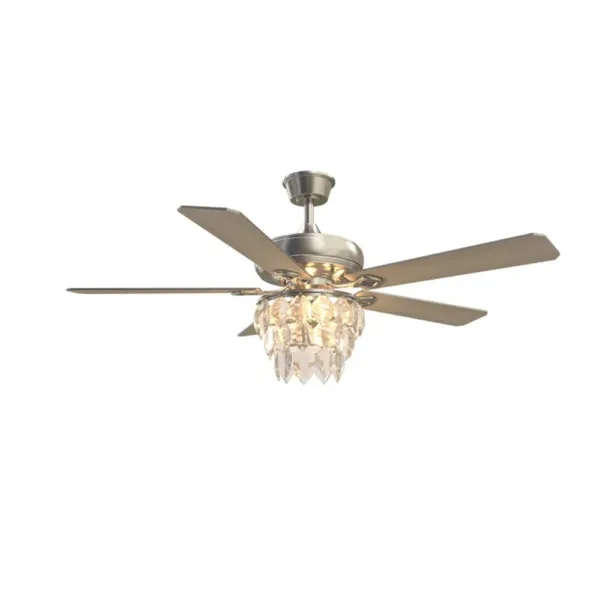 Tifonder מאוורר תקרה קריסטל עם תאורת LED ושלט רחוק – 52 אינץ מנוע שקט גימור ניקל מוברש 6